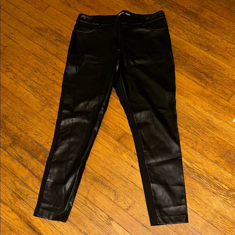 Karl Lagerfeld Black Leather-Style Trousers - Picture 2 of 6